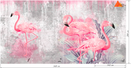 Мраморные обои Фламинго серый фон 142х284 см